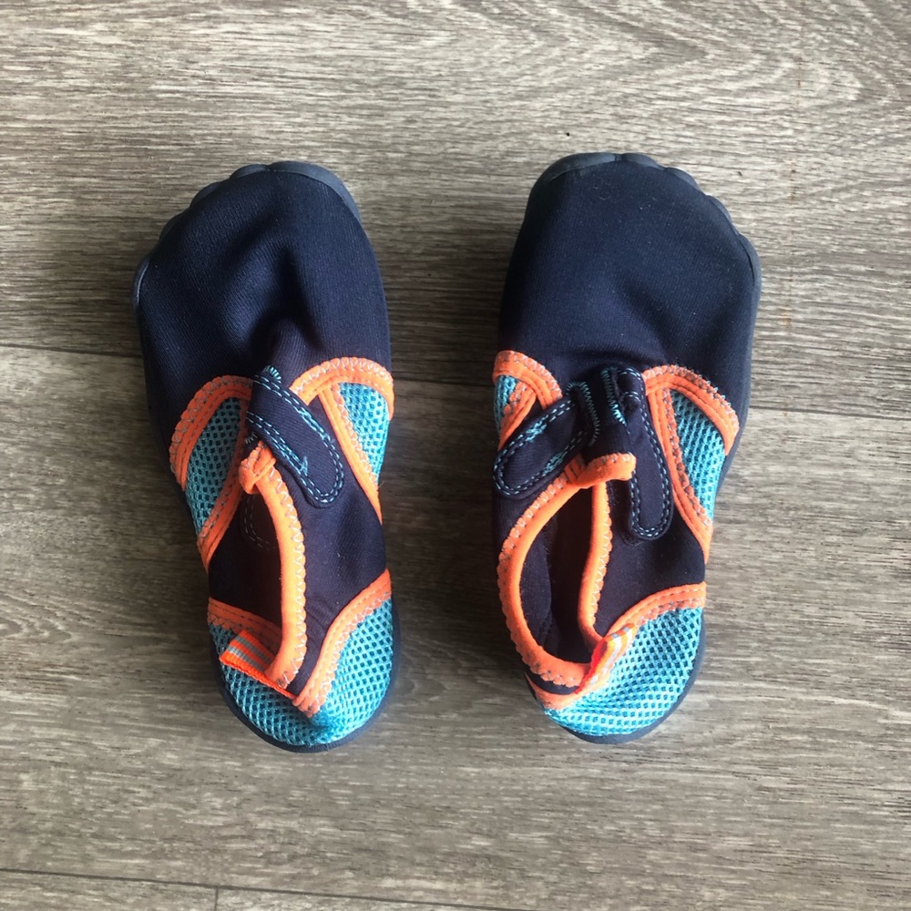 Kids Blue and Orange Water Shoes Slip-On Comfort